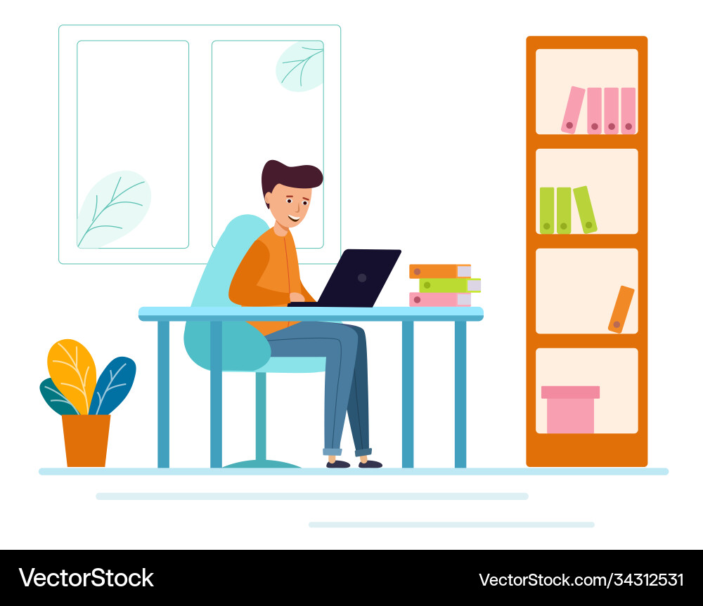 Workspace in office person working at computer Workspace in office person working at computer vector image