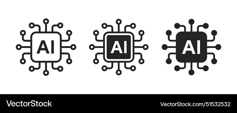 AI Processor Icons - Circuit Set vector image