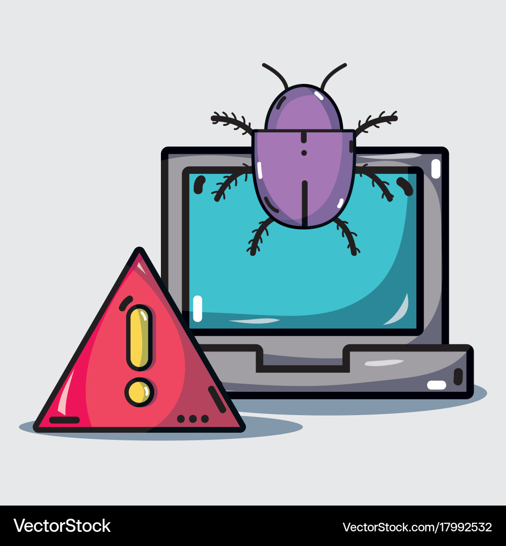 Computer with virus in the system information vector image