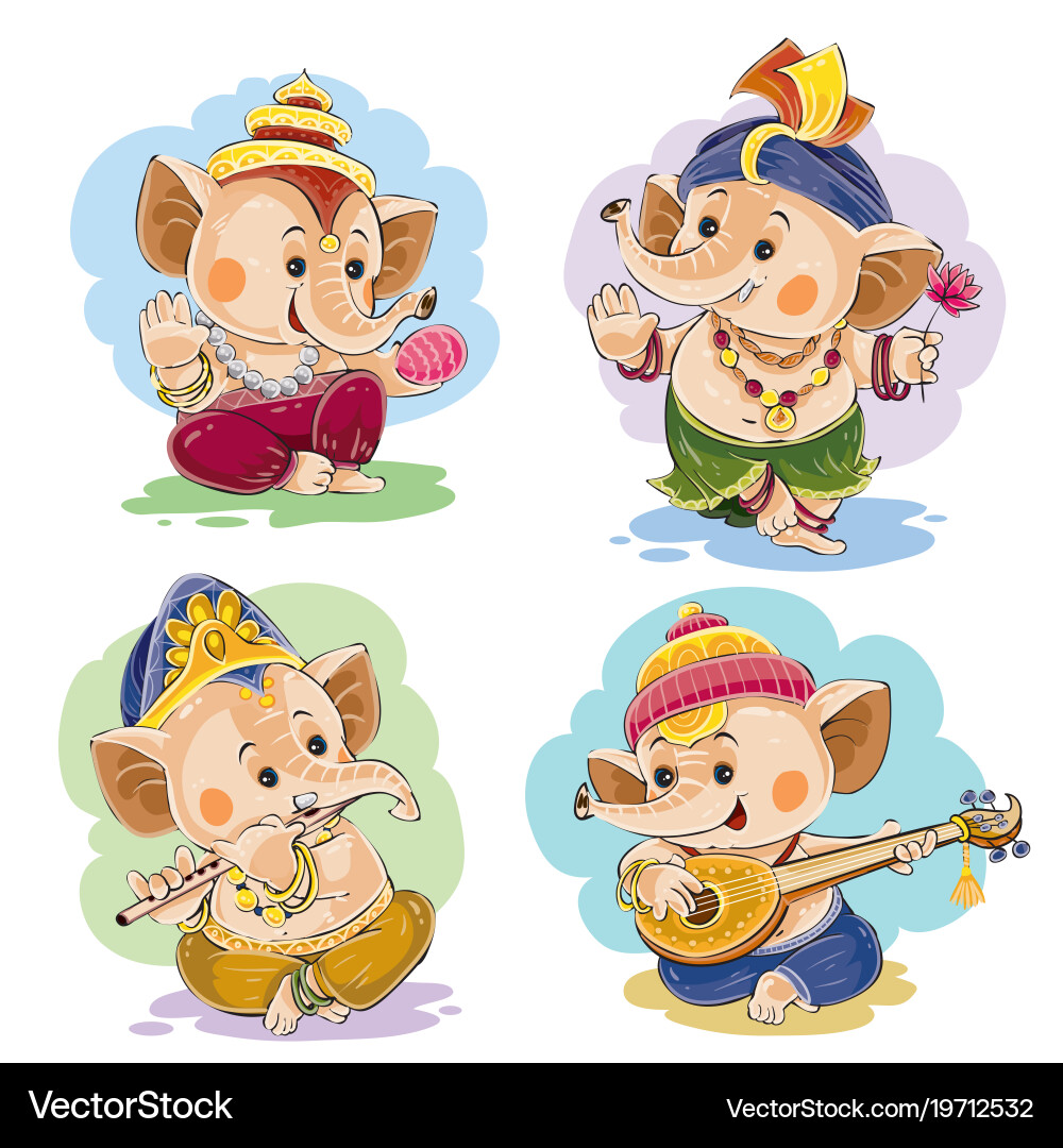 Cute Baby Ganesha Indian God Vector Image