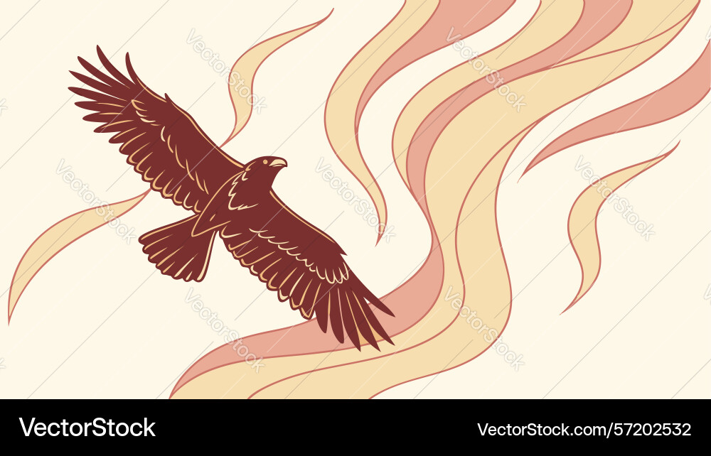 Dynamic eagle with flowing wing trails design vector image