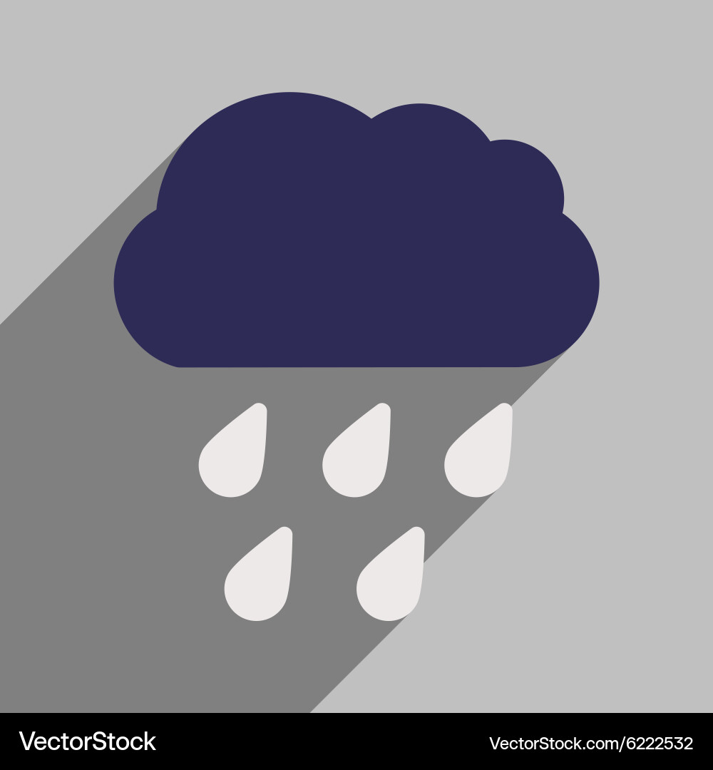 Flat with shadow icon and mobile application rain vector image