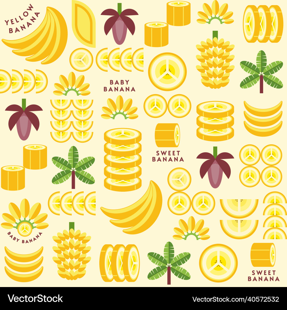 Geometric background with banana design elements vector image