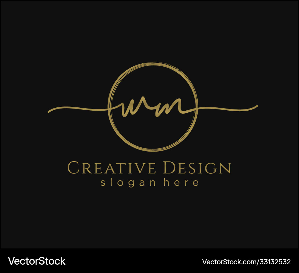 Initial wm handwriting logo with circle template Initial wm handwriting logo with circle template Vector Image