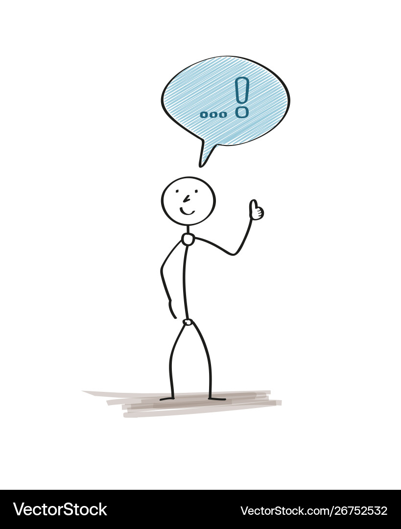 Man with bubble and exclamation mark vector image