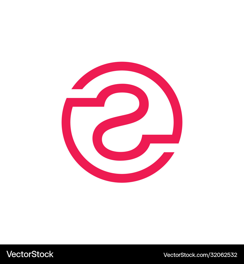 Number two circle linked linear logo Vector Image