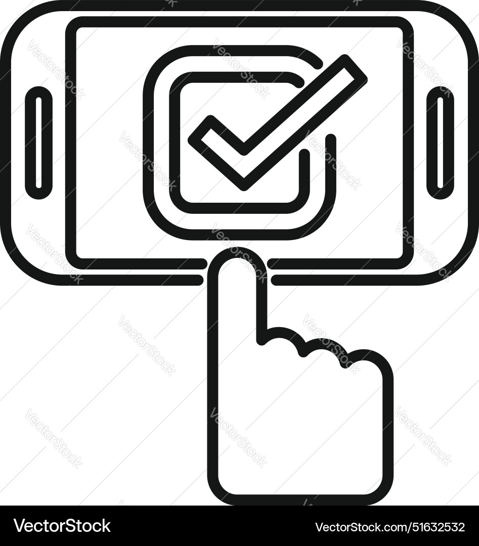 Person checking checkbox on smartphone screen Person checking checkbox on smartphone screen vector image