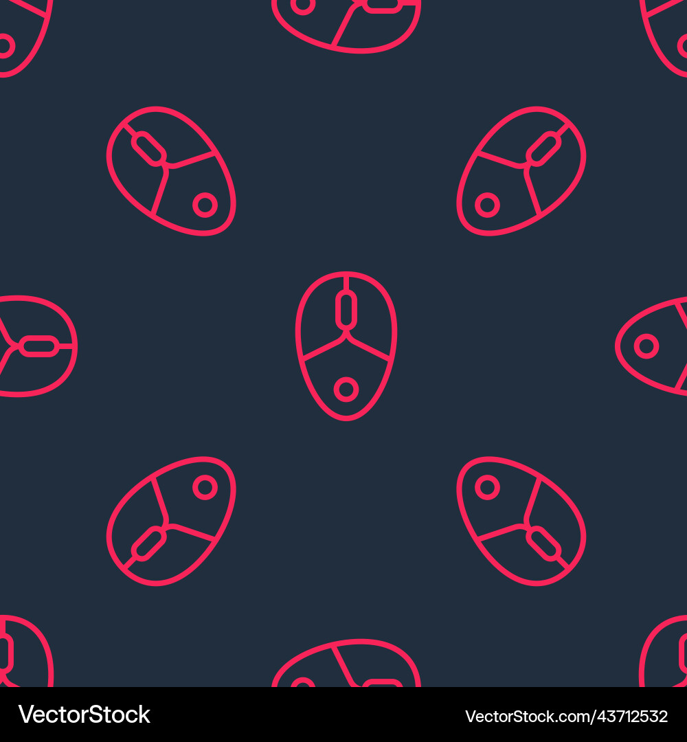 Red line computer mouse gaming icon isolated Red line computer mouse gaming icon isolated vector image