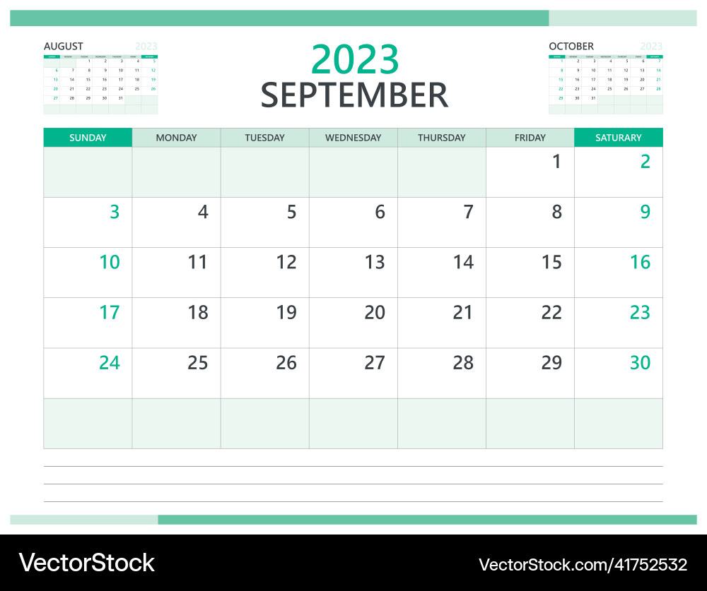September 2023 Calendar Template Vector Image