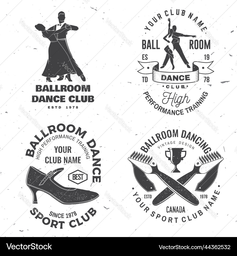 Set of ballroom dance sport club logos badges Set of ballroom dance sport club logos badges vector image