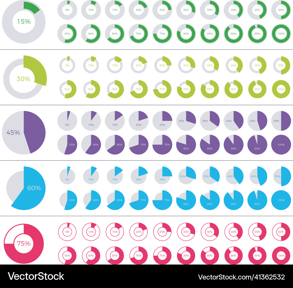 Set of round infographic pie chart elements Set of round infographic pie chart elements vector image