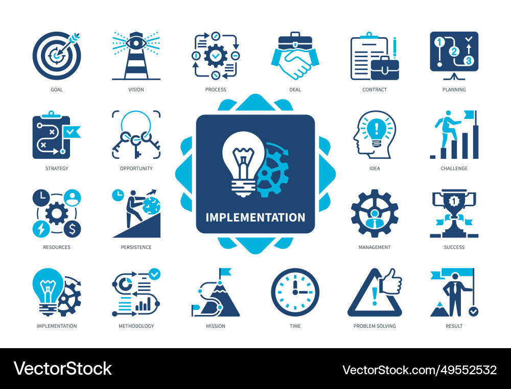 Solid Implementation Icon Set vector image