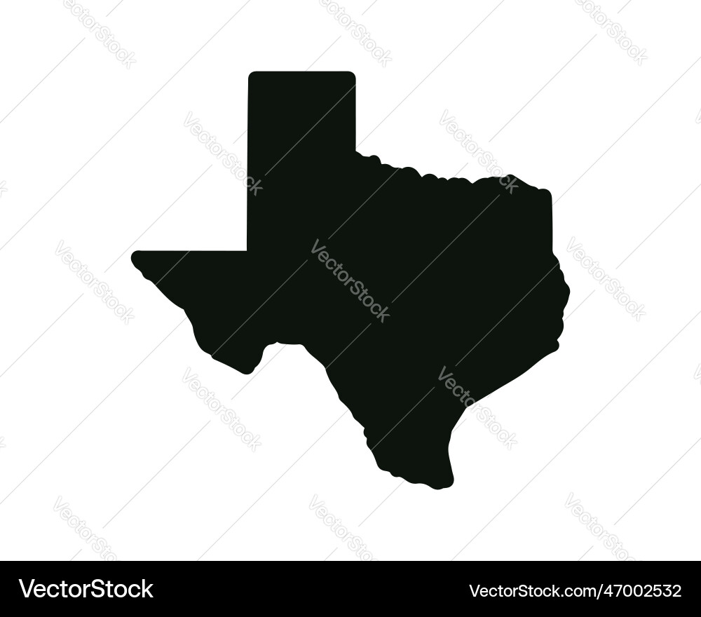 Us state map texas silhouette symbol – Royalty-Free Vector | VectorStock, image size:1000x880