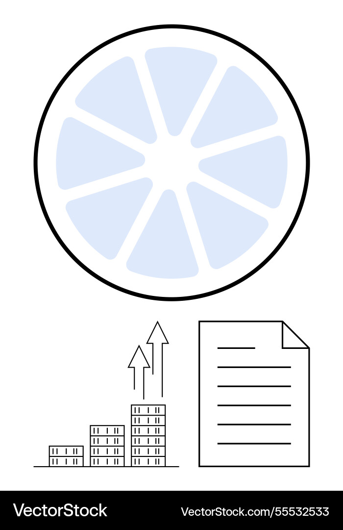 Abstract pie chart with bar graph and document Vector Image