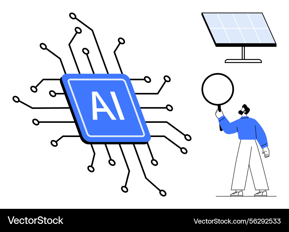 Ai processor with circuitry solar panel Ai processor with circuitry solar panel vector image