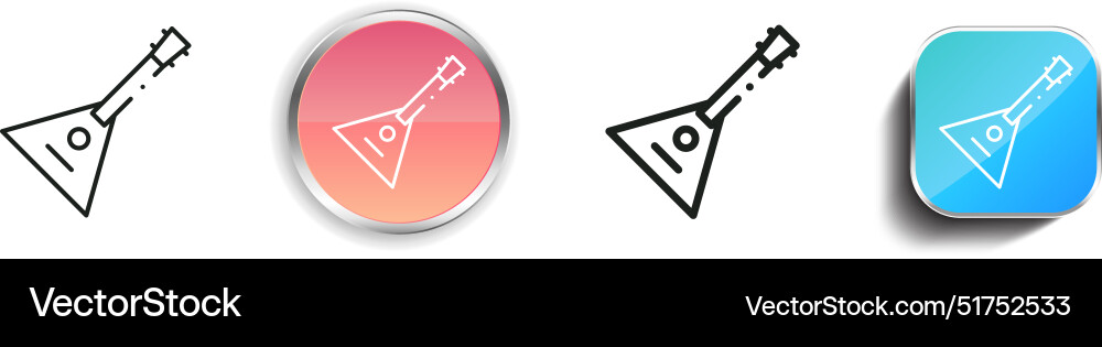 Balalaika icon thin linear regular and button Balalaika icon thin linear regular and button Vector Image