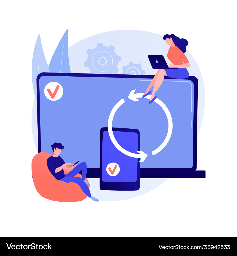Cross-Device Synchronization Concept vector image