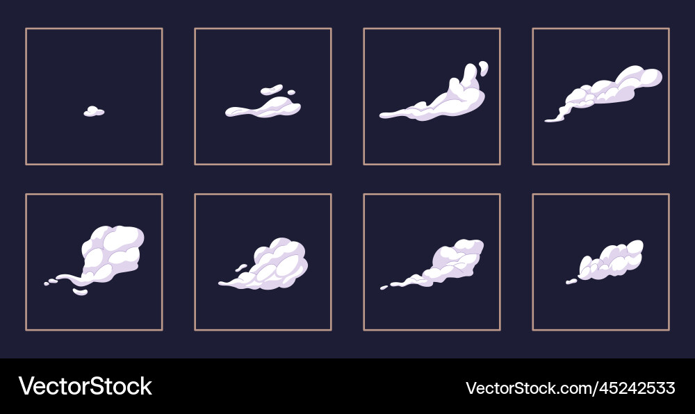 Explode effect animation with smoke exploding Vector Image
