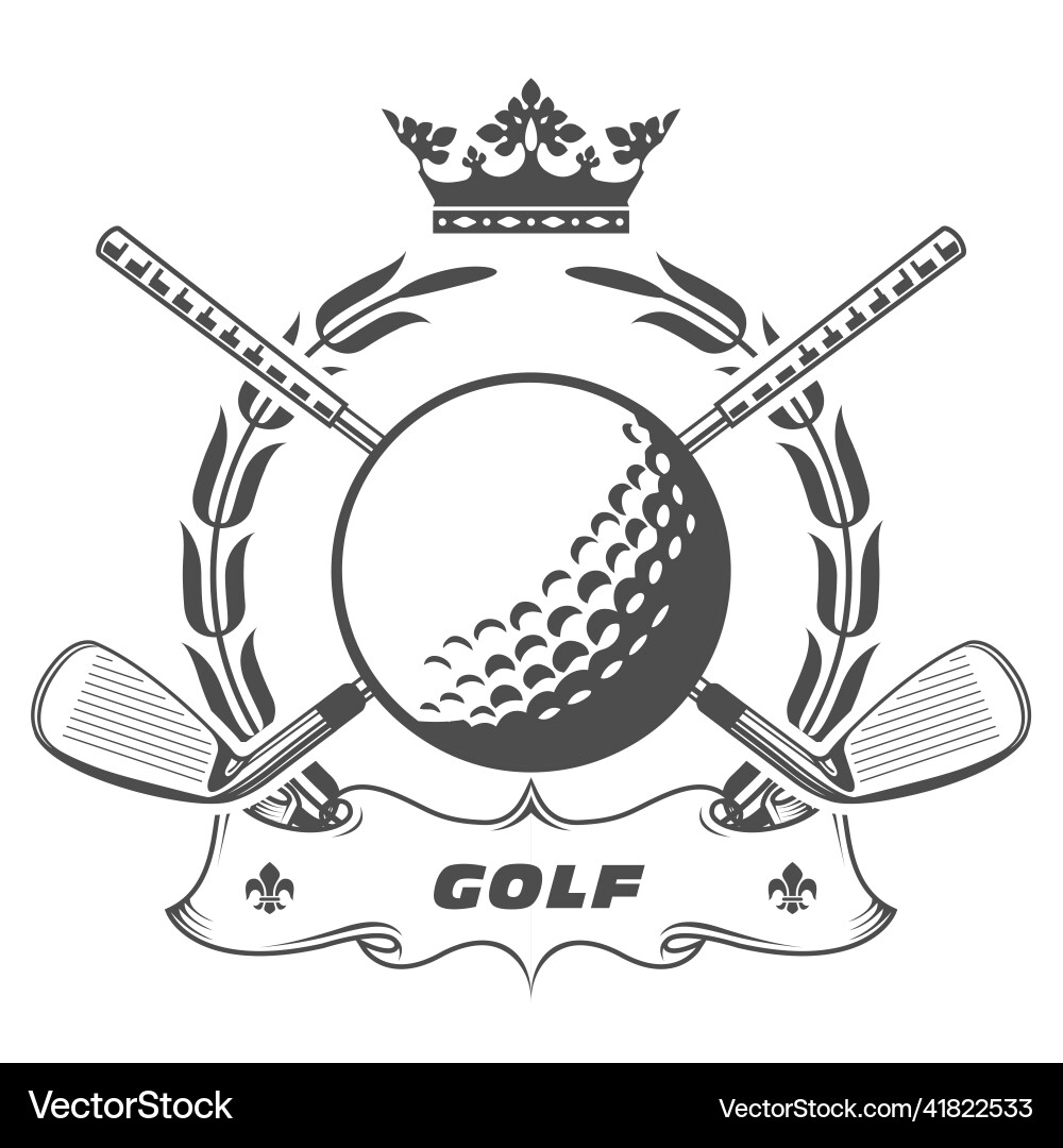 Golf Clubs and Ball Emblem Vector Image