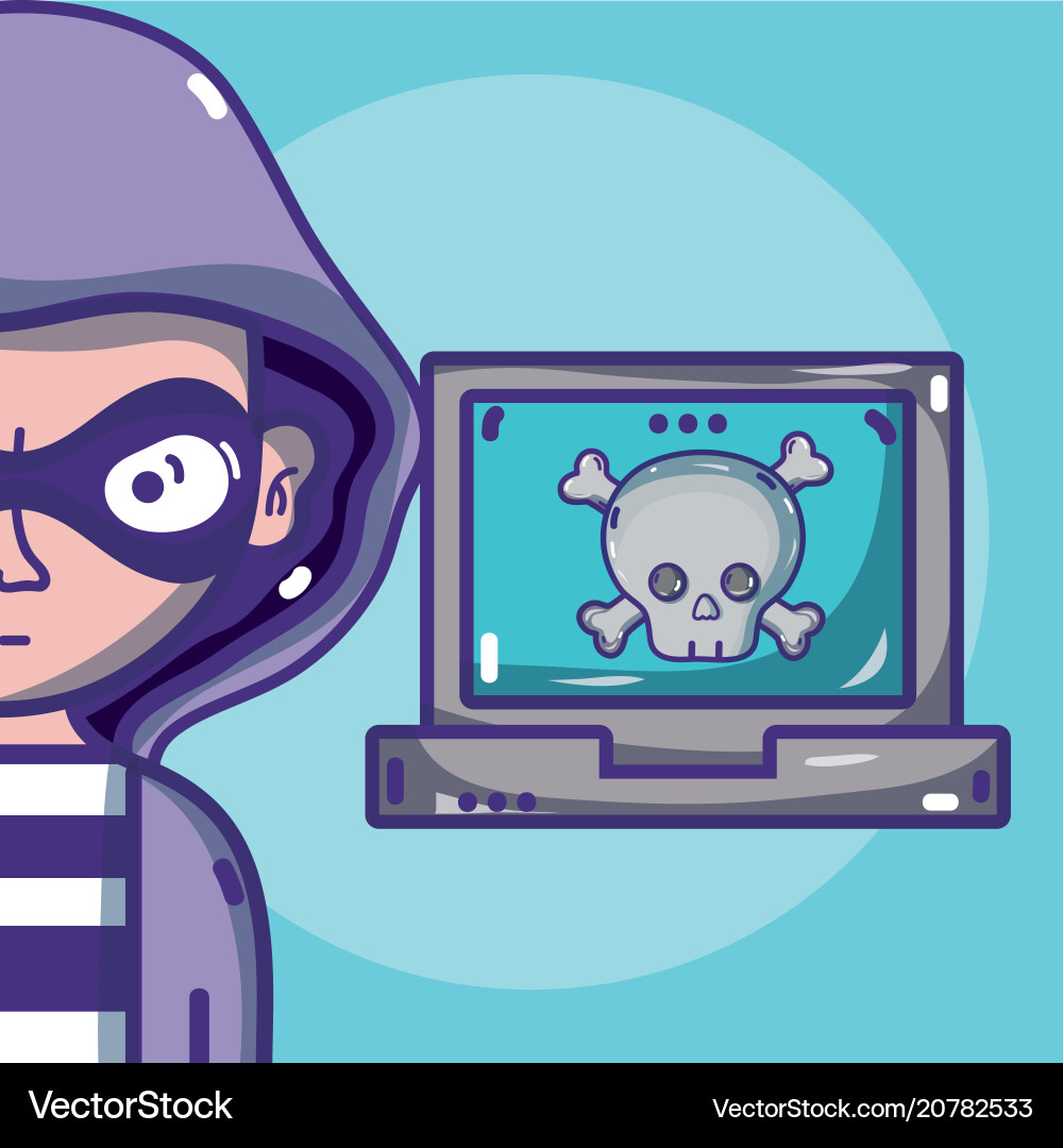 Hacker with symbols cartoons Hacker with symbols cartoons vector image
