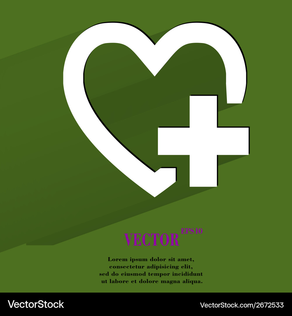 Heart flat modern web button with long shadow Vector Image