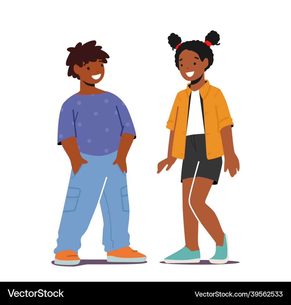 Kids couple kindergarten or preteen ages little Kids couple kindergarten or preteen ages little vector image