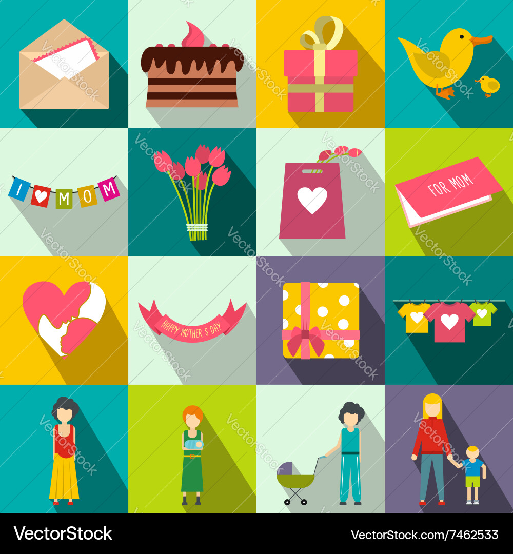 Mother day flat icons Vector Image