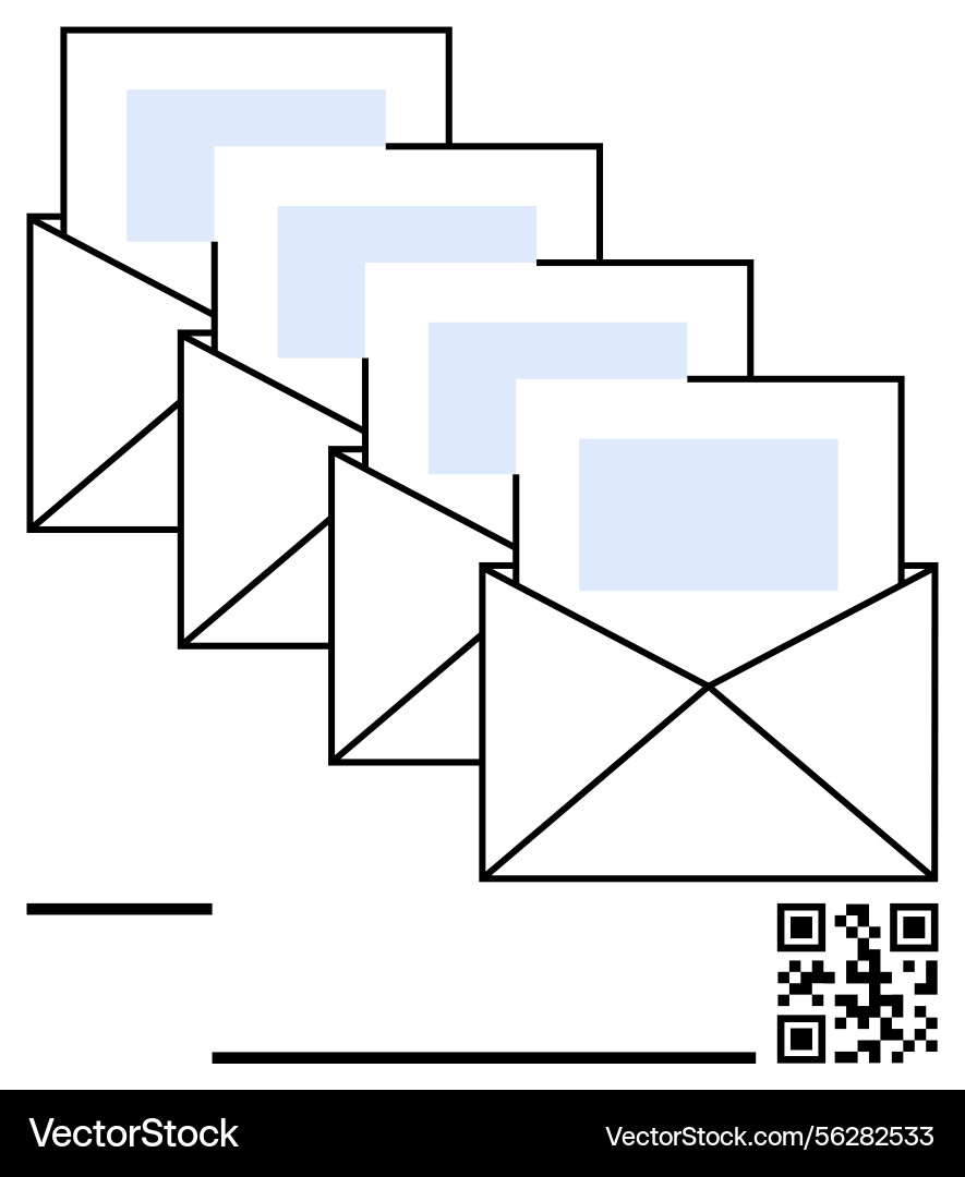 Multiple envelopes with letters symbolizing Multiple envelopes with letters symbolizing vector image