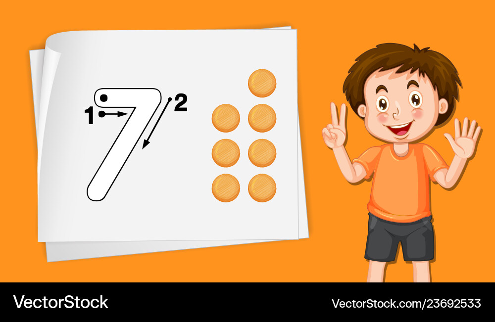 Number seven tracing guide Number seven tracing guide vector image