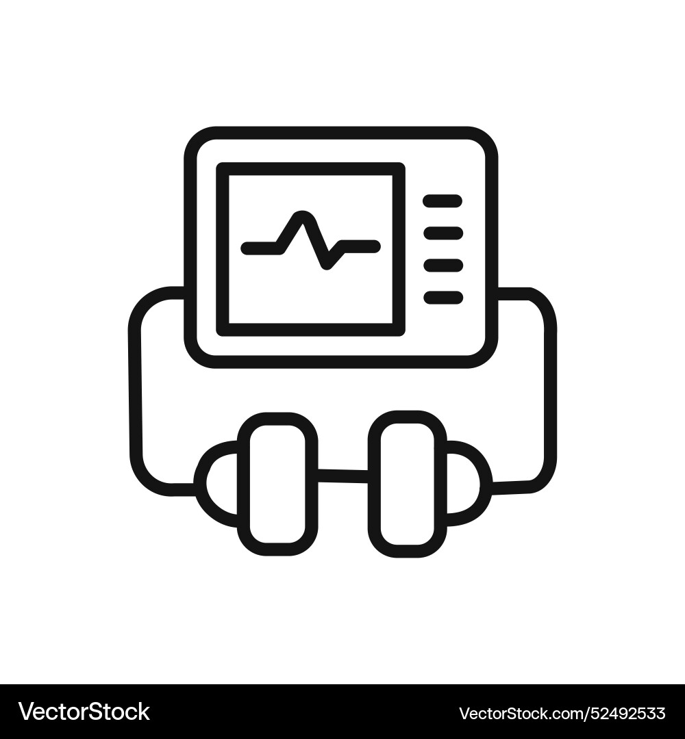Rescue defibrillator icon linear graphics set Vector Image