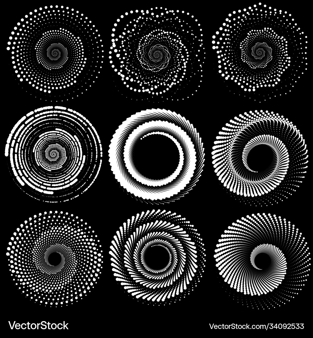 Set design elements for logos with spiral Set design elements for logos with spiral vector image