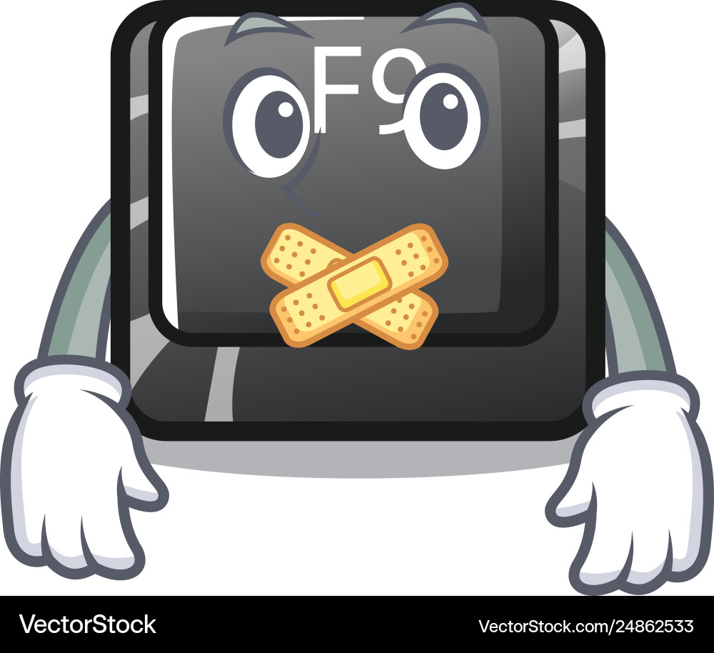 Silent button f9 on a cartoon computer Silent button f9 on a cartoon computer vector image