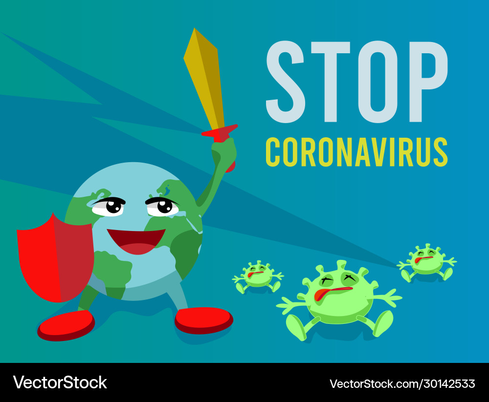 Stop coronavirus earth globe Royalty Free Vector Image