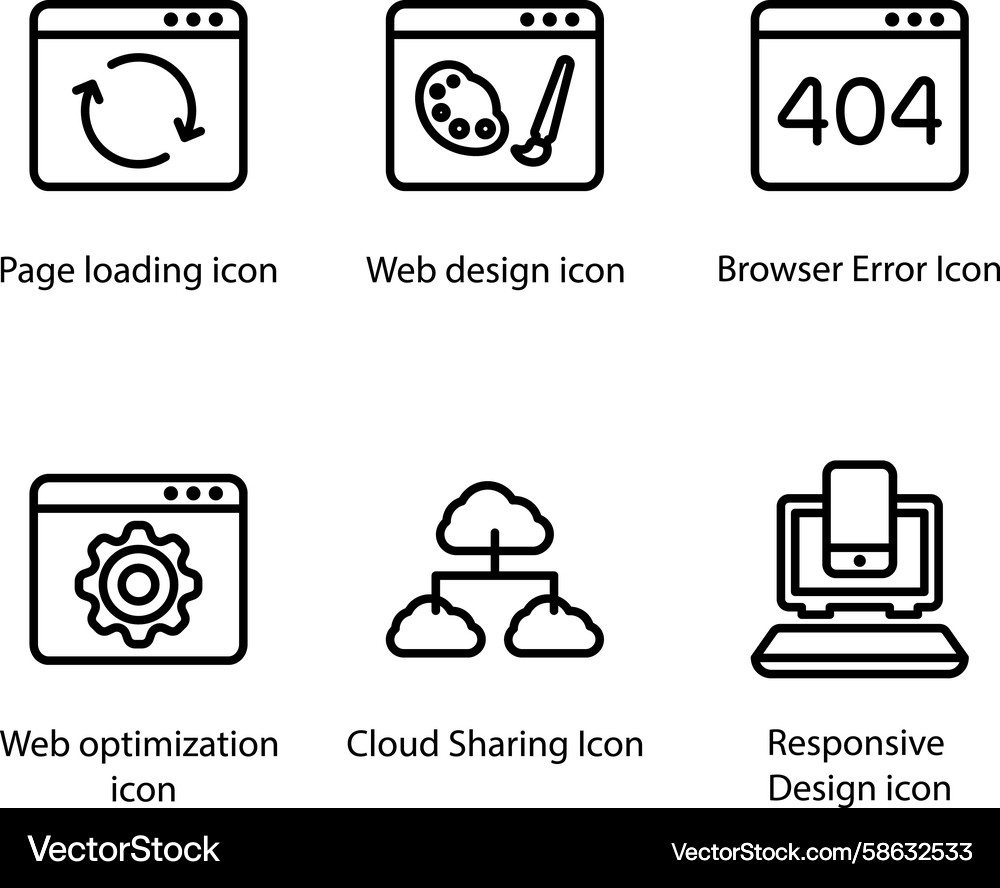 Web Loading & Error Icons Vector Image
