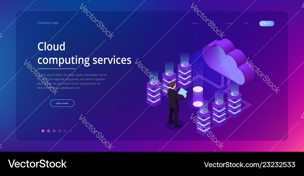 Web page design templates cloud computing concept Web page design templates cloud computing concept vector image