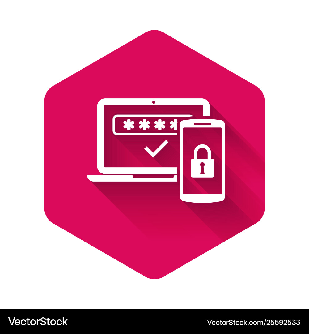 White multi factor two steps authentication icon Vector Image