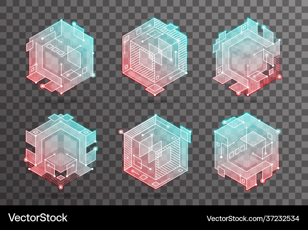 Abstract isometric hexagon lines cubic elements Abstract isometric hexagon lines cubic elements vector image