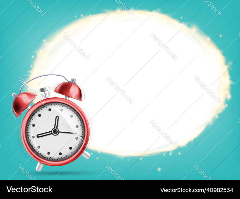 Alarm clock with abstract glowing speech bubble Vector Image