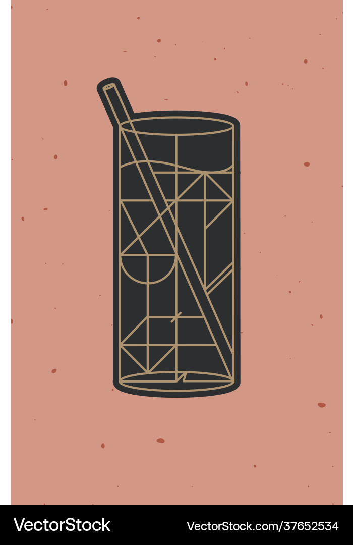 Art deco mojito cocktail powder coral Art deco mojito cocktail powder coral vector image