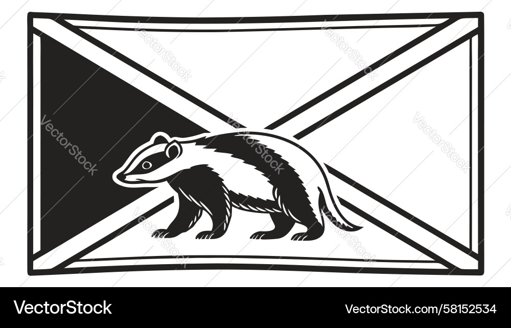 Badger in Rectangular Frame Vector Image