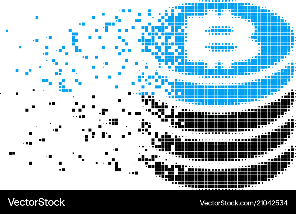Bitcoin coin stack dissipated pixel icon vector image