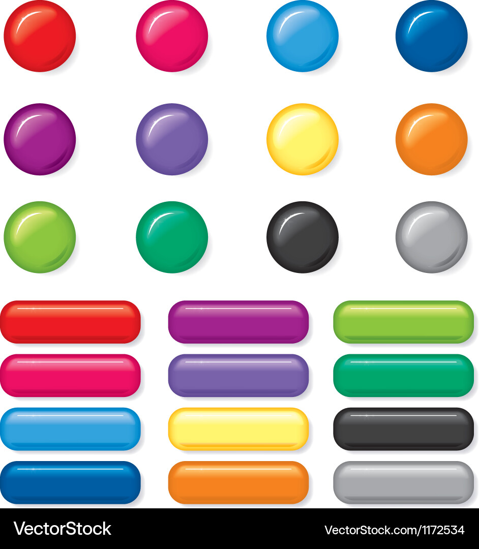 Button Collection - 3D Round & Rectangular vector image