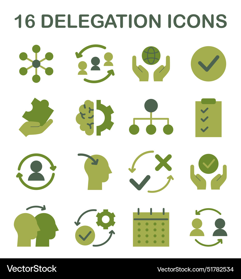 Delegation icon set task assignment and control Delegation icon set task assignment and control Vector Image