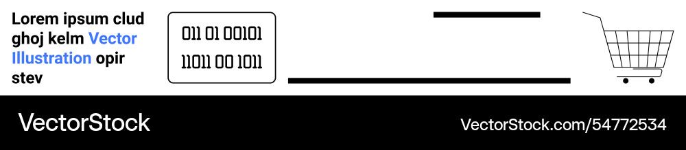 E-commerce shopping cart with binary code E-commerce shopping cart with binary code Vector Image