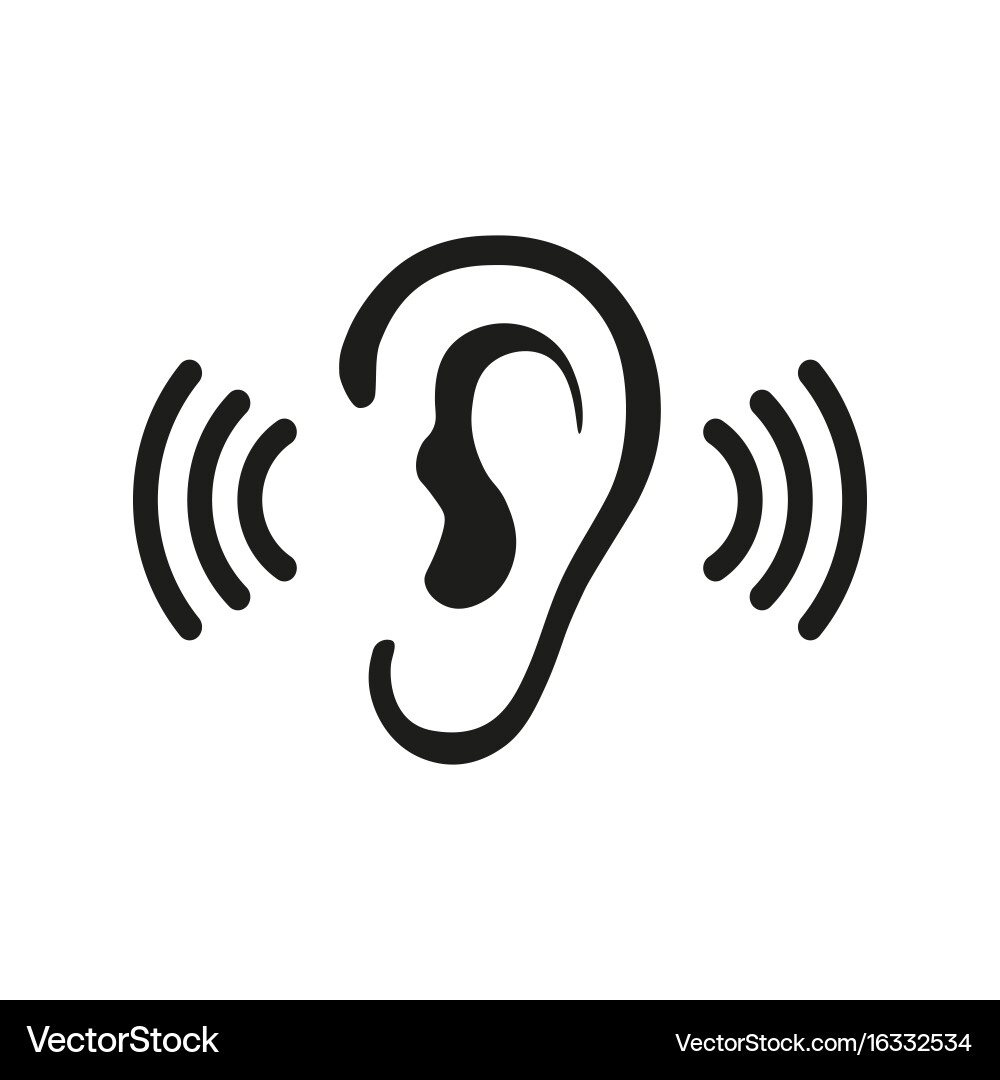 Ear listening hearing audio sound waves Royalty Free Vector