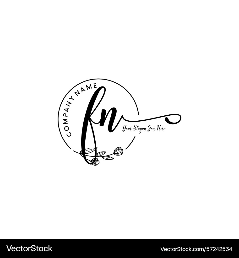Elegant fn initial logo design with botanical Elegant fn initial logo design with botanical Vector Image