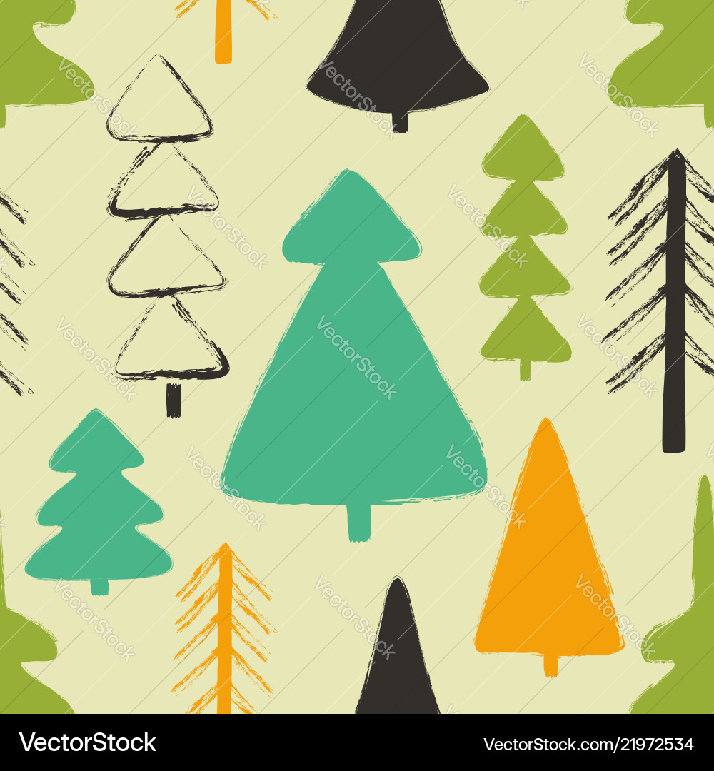 Forest Tree Pattern - Seamless vector image
