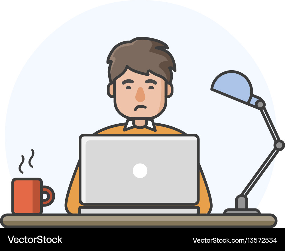 Happy man working on computer Happy man working on computer vector image