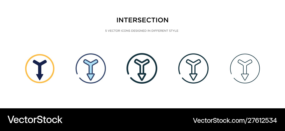 Intersection icon in different style two colored Intersection icon in different style two colored vector image