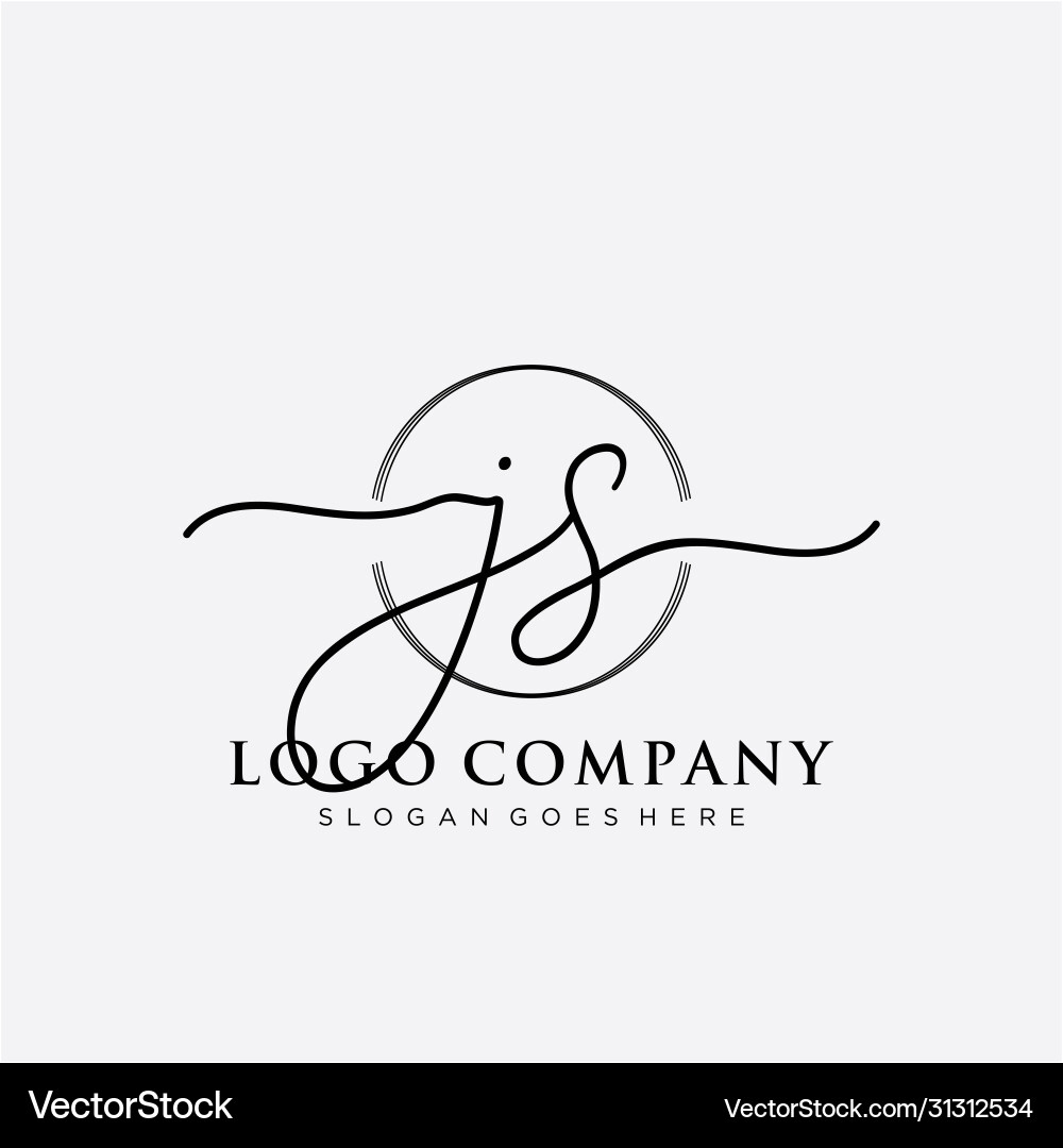 Js initial handwriting logo design Vector Image